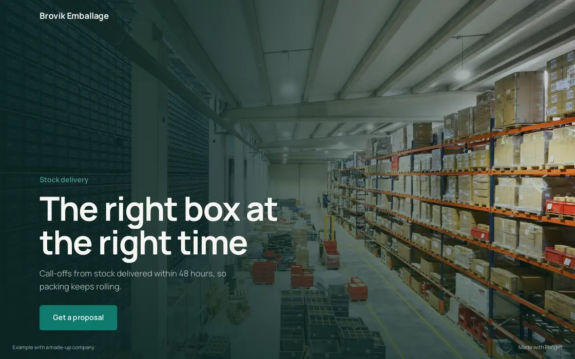 Campaign page for the buyer: Warehouses packing every day